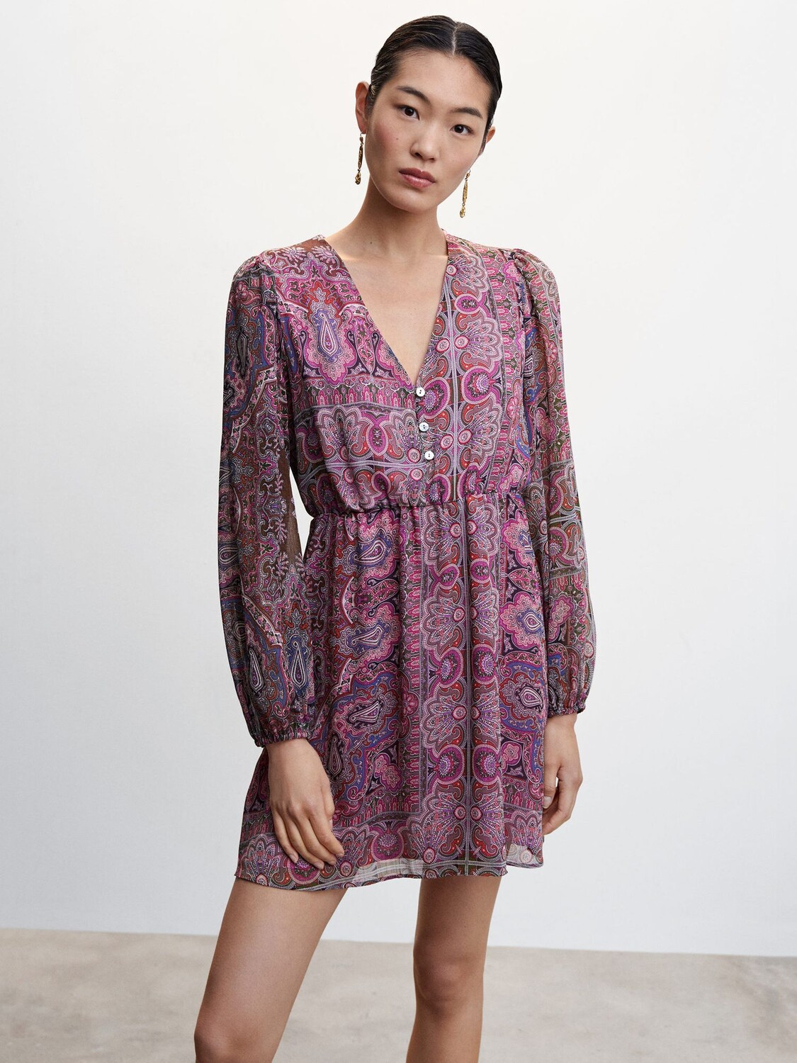 

Мини-платье Mango Diana Paisley, фиолетовое