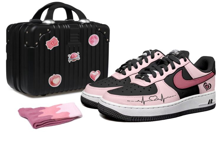 

Кроссовки для скейтбординга Air Force 1 женские, низкие, черные/пудровые Nike