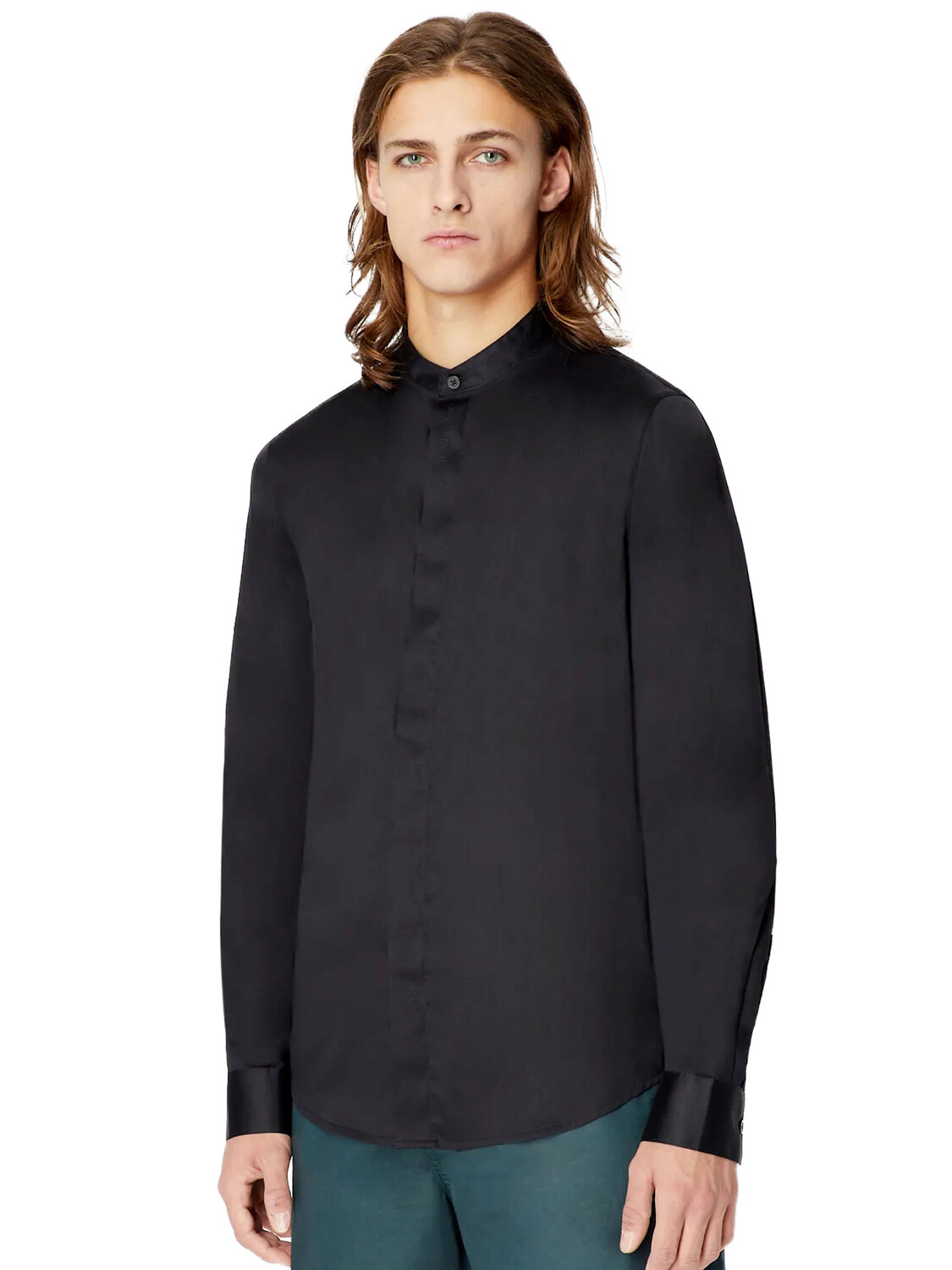 

ARMANI Exchange Атласная рубашка, черный