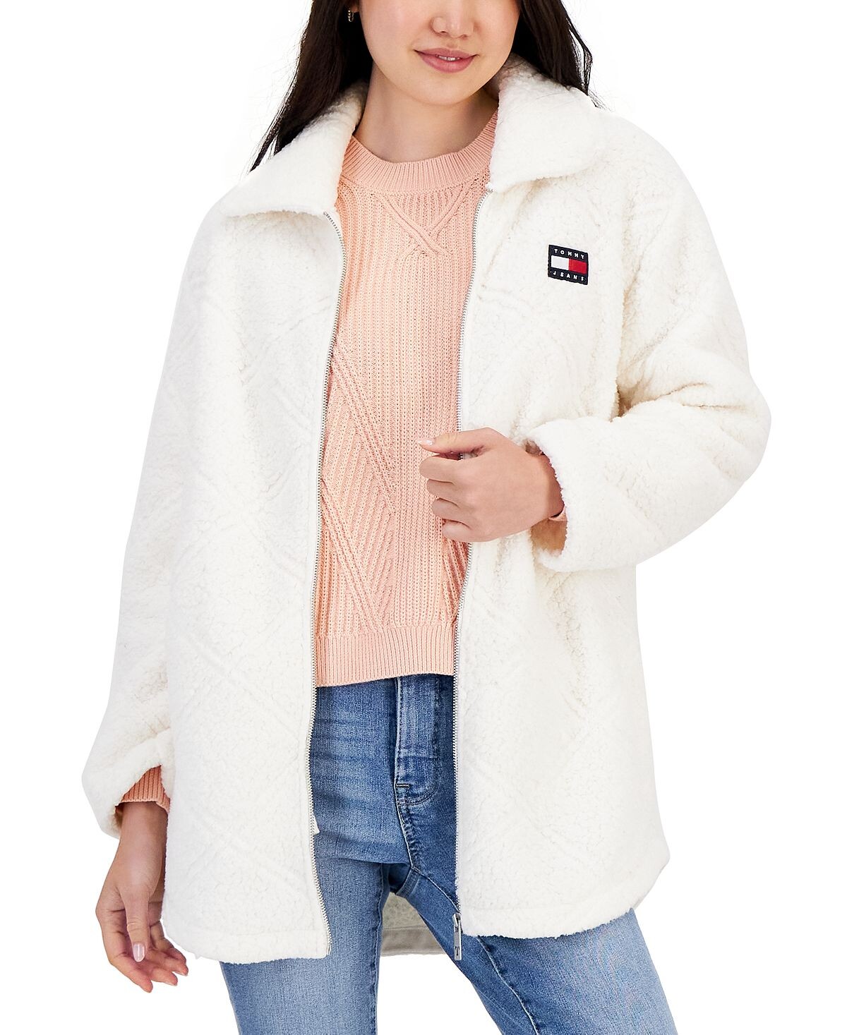 

Женское стеганое автомобильное пальто из шерпы Tommy Jeans