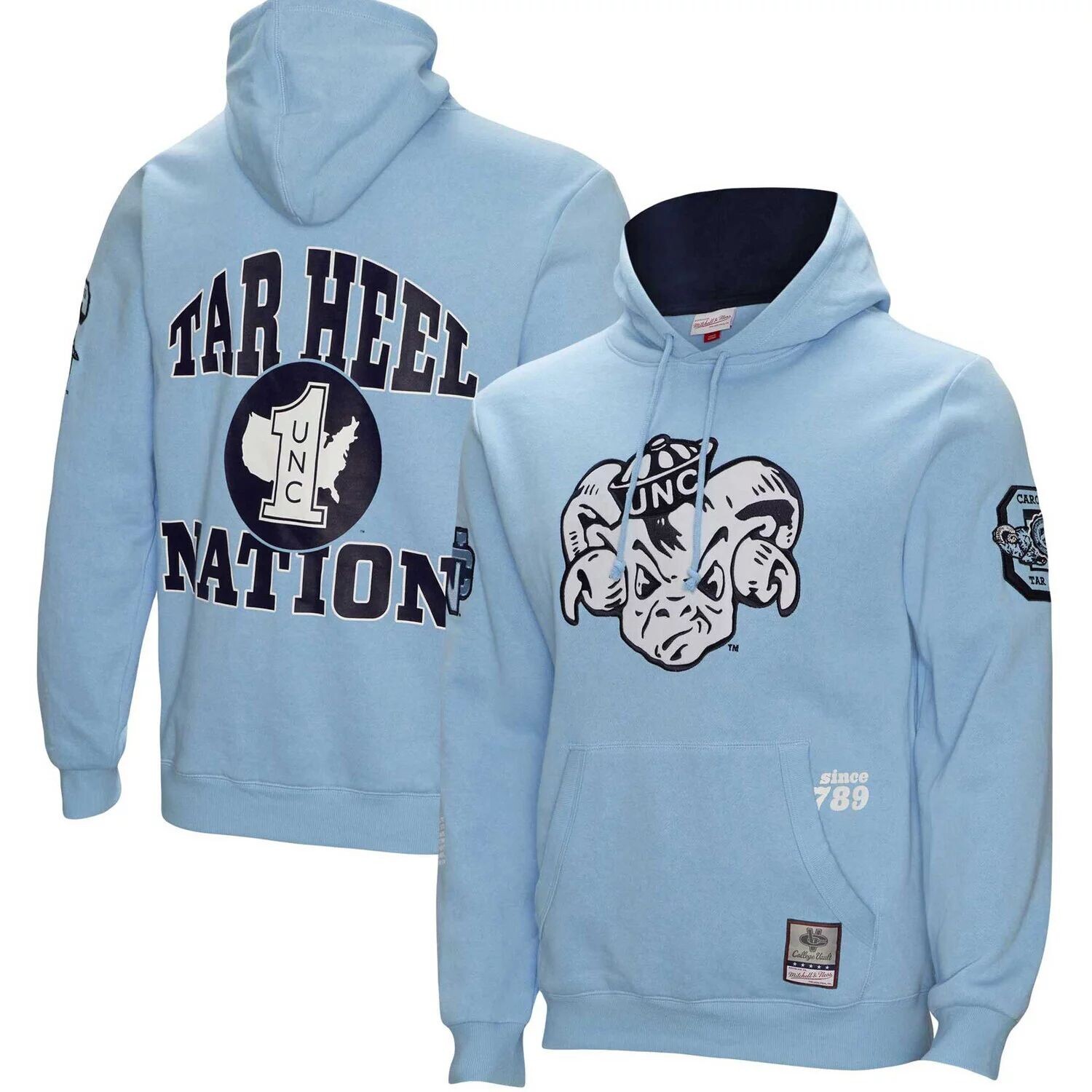 

Мужской пуловер с капюшоном Mitchell & Ness Carolina синий North Carolina Tar Heels Team Origins