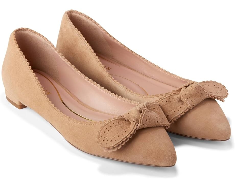 

Туфли на плоской подошве Cole Haan Bellport Bow Skimmer, цвет Blush Tan Suede