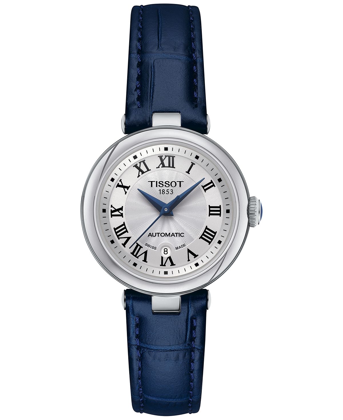 цена Женские швейцарские автоматические часы Bellissima с синим кожаным ремешком, 29 мм Tissot