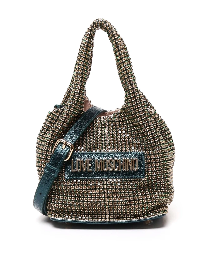 Изумрудная сумка, украшенная стразами Love Moschino, зеленый