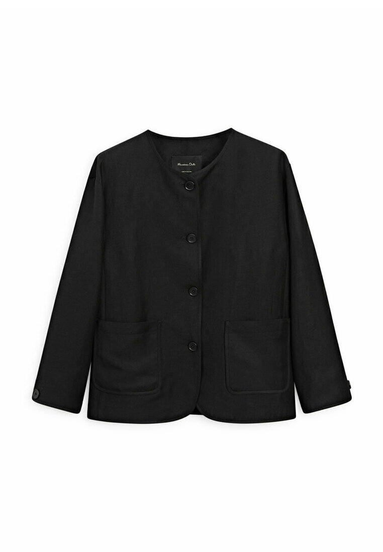 Легкая куртка Button With Pockets Massimo Dutti, черный куртка massimo dutti jacket with pockets серо голубой