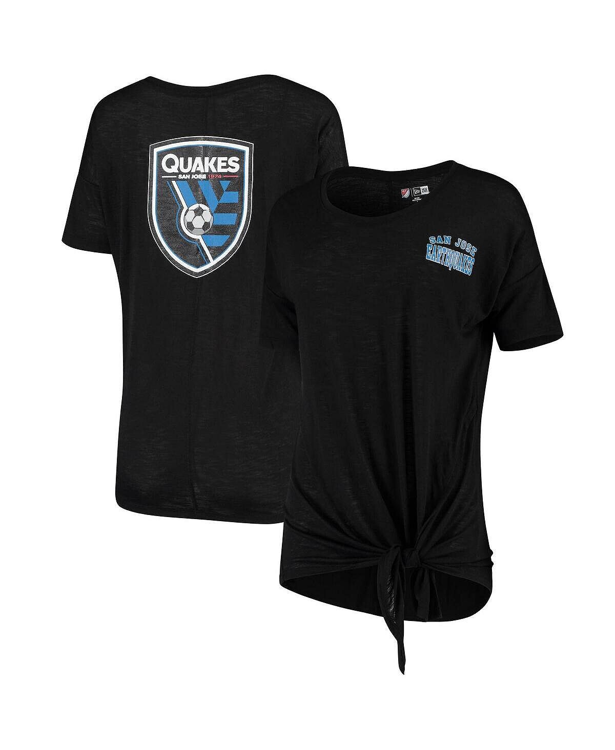 

Женская футболка 5th and Ocean by Black San Jose Earthquakes Slub с овальным вырезом New Era, черный