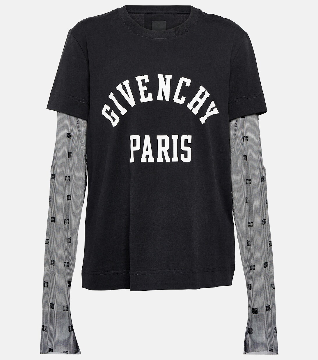 

Футболка из хлопка и тюля с логотипом Givenchy, черный