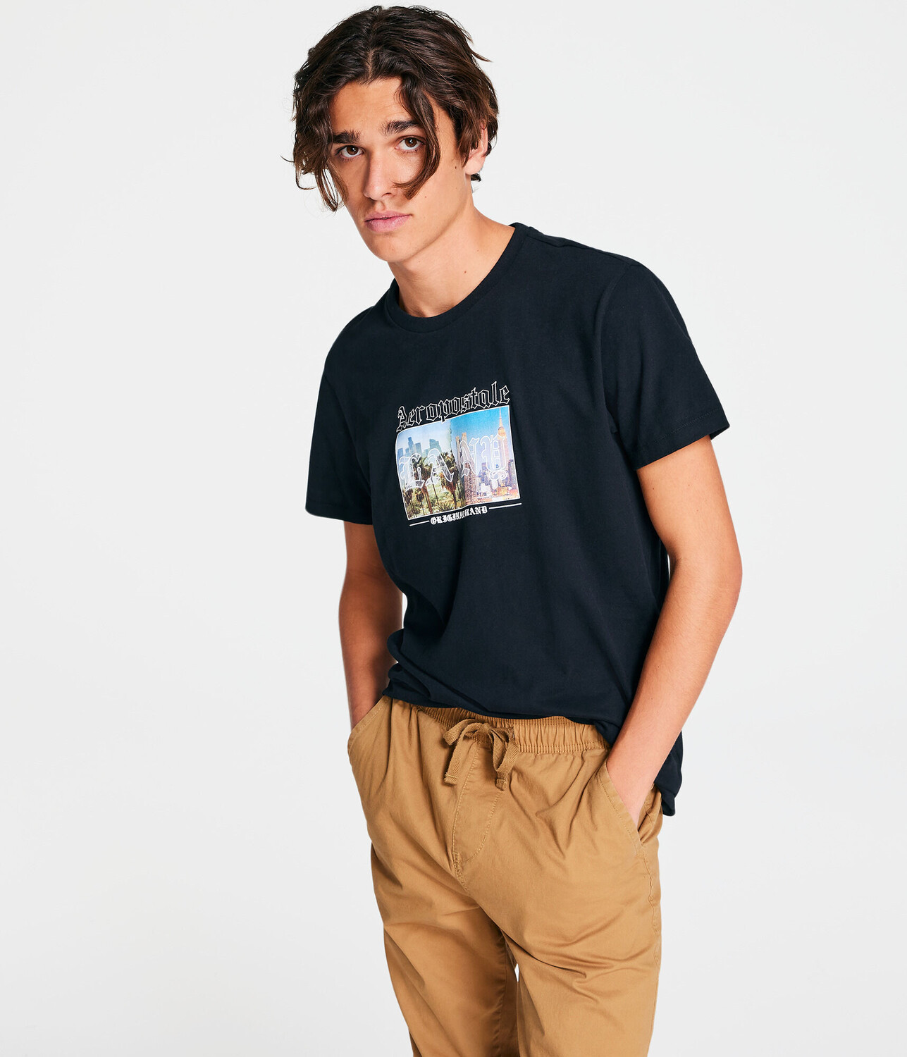 

Футболка с графическим рисунком LA NY Aeropostale, черный