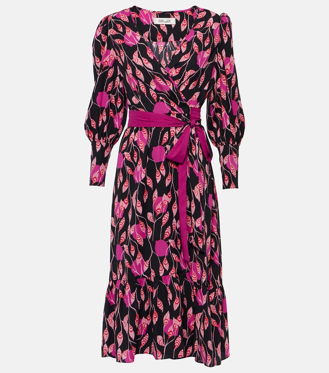 

Креповое платье с запахом и принтом blade Diane Von Furstenberg, розовый