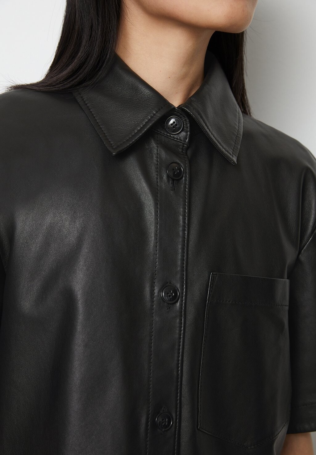 

Кожаная куртка SHORT SLEEVES SIDE SLITS PATCHED POCKET Marc O'Polo, черный