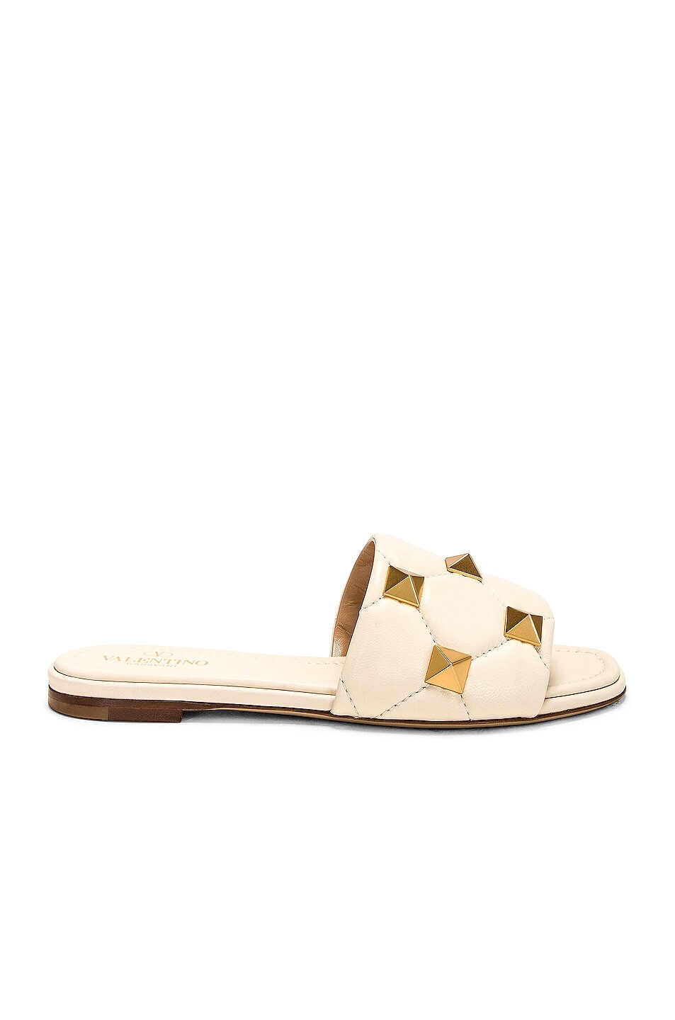 

Сандалии Valentino Garavani Roman Stud Quilted Slide, цвет Light Ivory