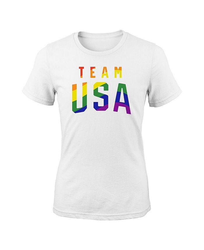

Женская белая футболка с логотипом Team USA Pride Month Outerstuff, белый