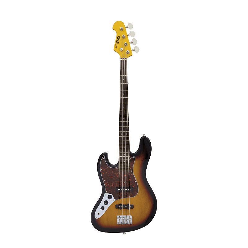 цена Басс гитара CNZ Audio JB Left Handed Electric Bass Guitar - Maple Neck, Red Tortoise Pickguard, Sunburst
