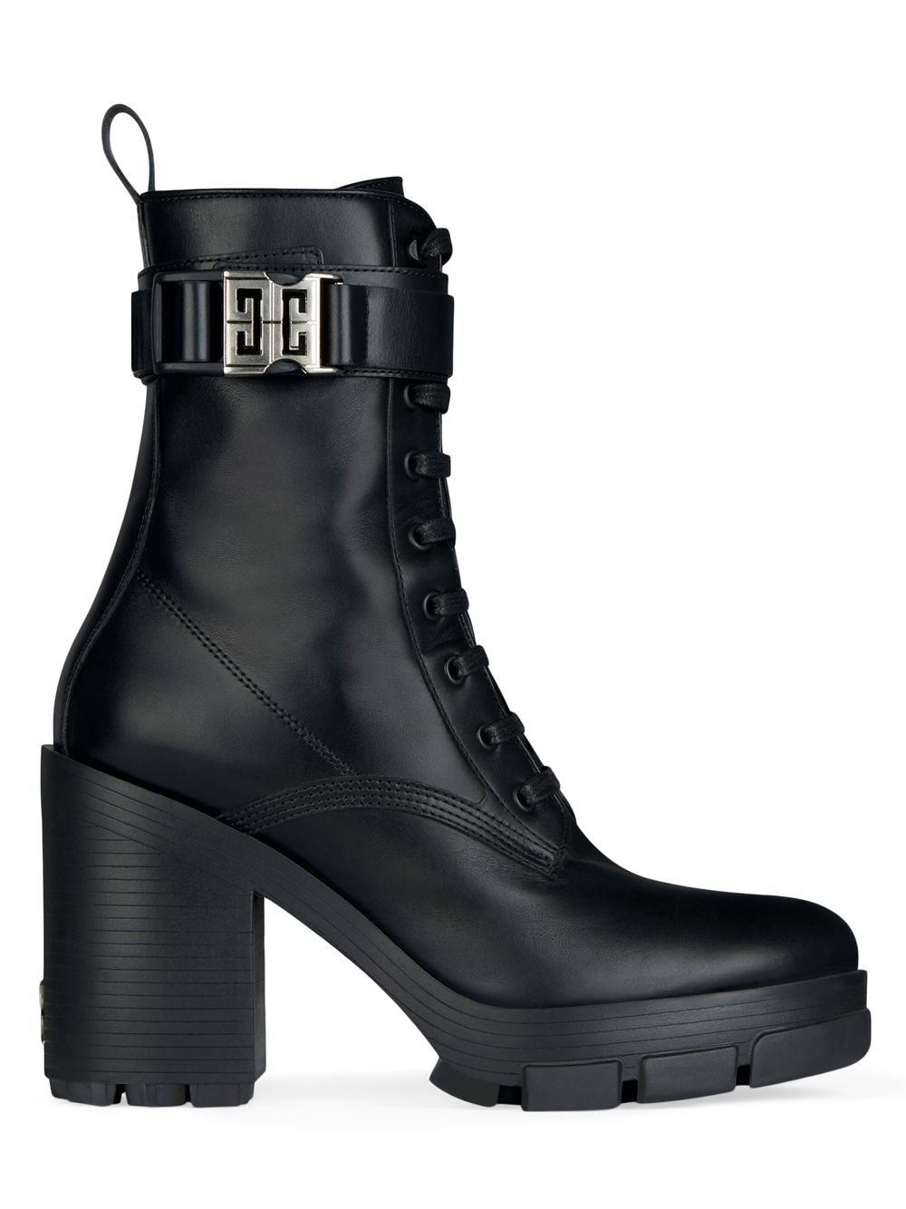 Кожаные армейские ботинки на блочном каблуке Givenchy, черный