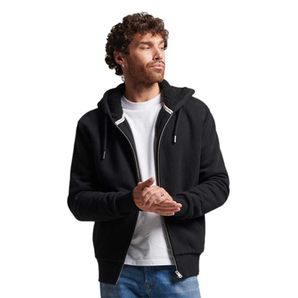 Толстовка Superdry Borg Lined Hood Full Zip, черный