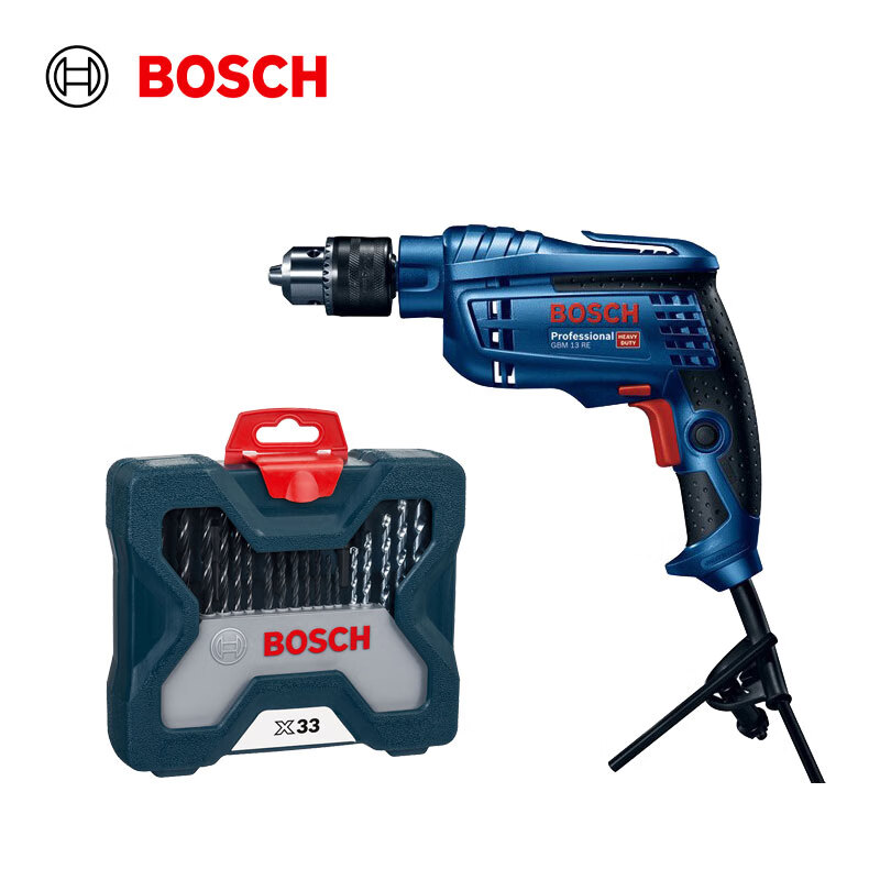 Дрель ручная Bosch GBM 13 RE с набором из 33 предметов