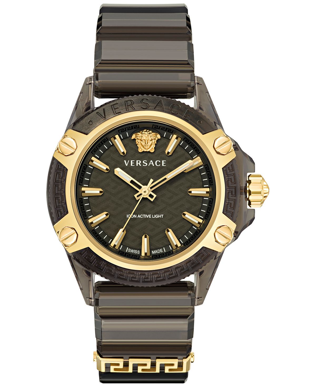 Мужские часы Swiss Icon Active с черным силиконовым ремешком, 42 мм Versace