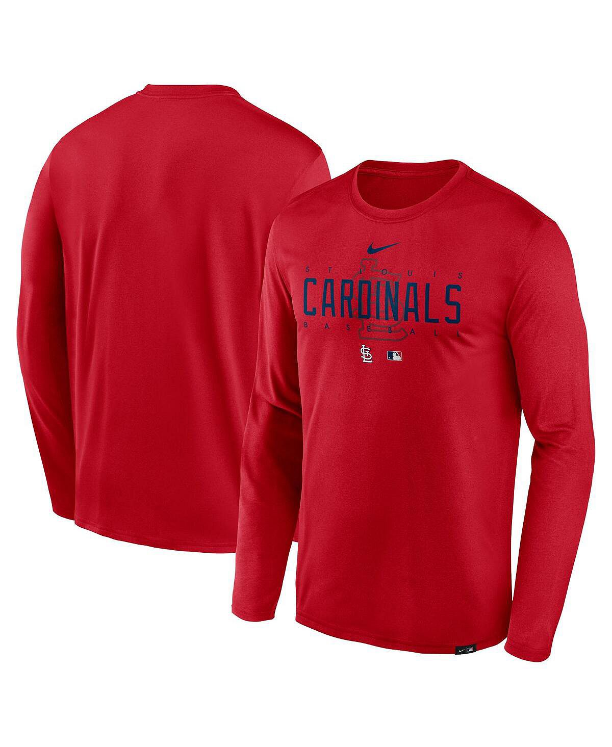 Мужская красная футболка с длинным рукавом с логотипом команды St. Louis Cardinals Authentic Collection Legend Performance Nike цена и фото