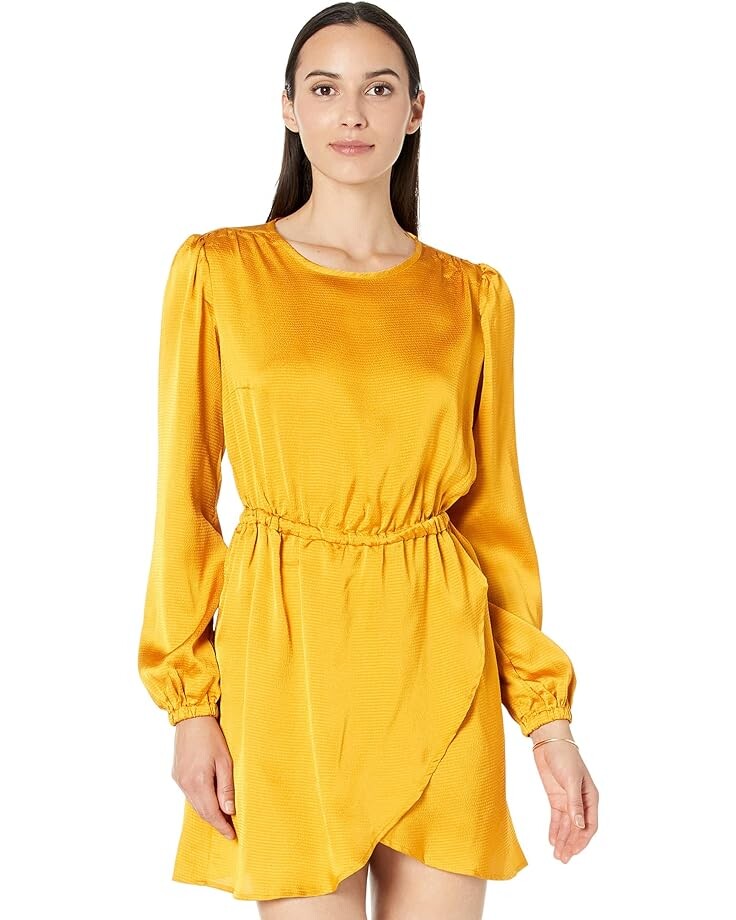 

Платье MICHAEL Michael Kors Satin Long Sleeve Flounce, золотой, Желтый