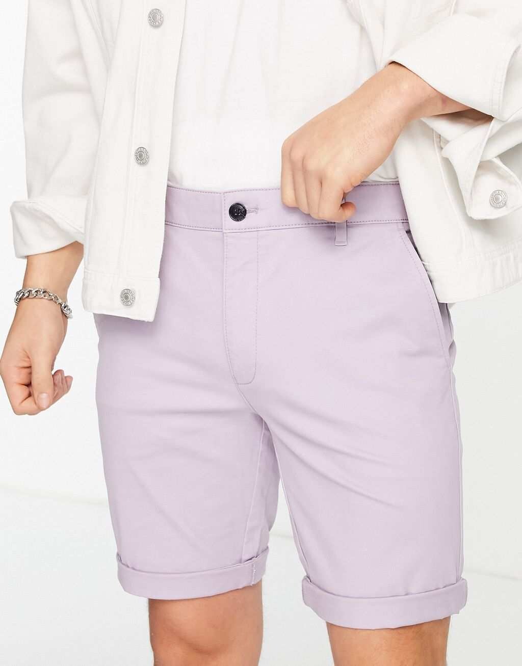 

Сиреневые шорты-чиносы скинни Topman