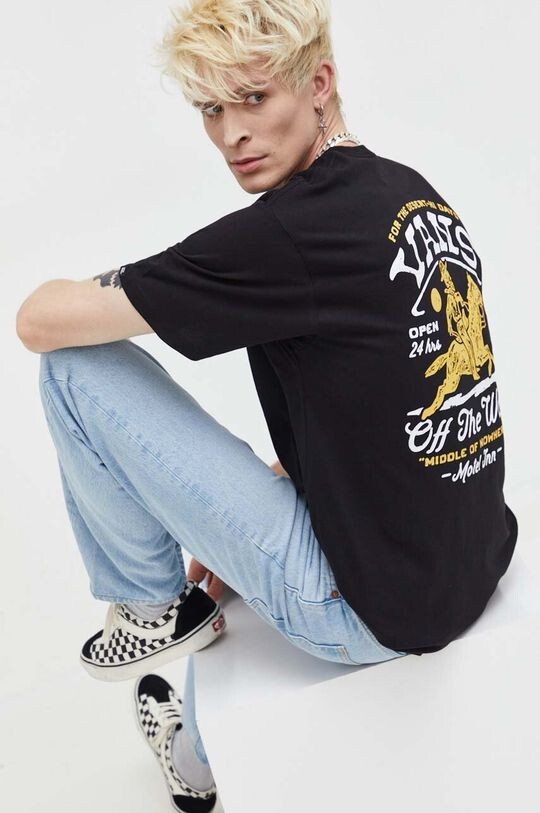 

Хлопковая футболка Vans, черный