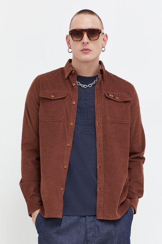 

Вельветовая рубашка Superdry, коричневый