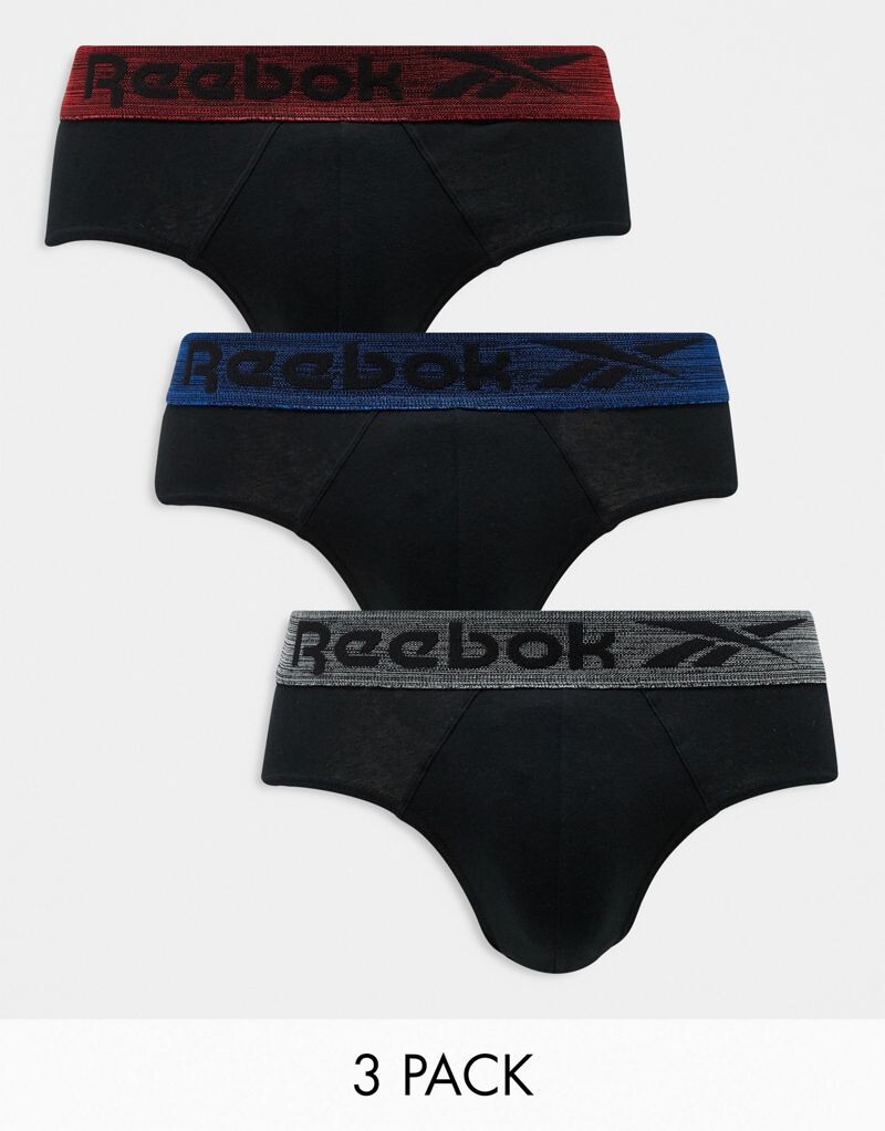 

Черные разноцветные трусы Reebok Gough (3 шт.) с цветным поясом