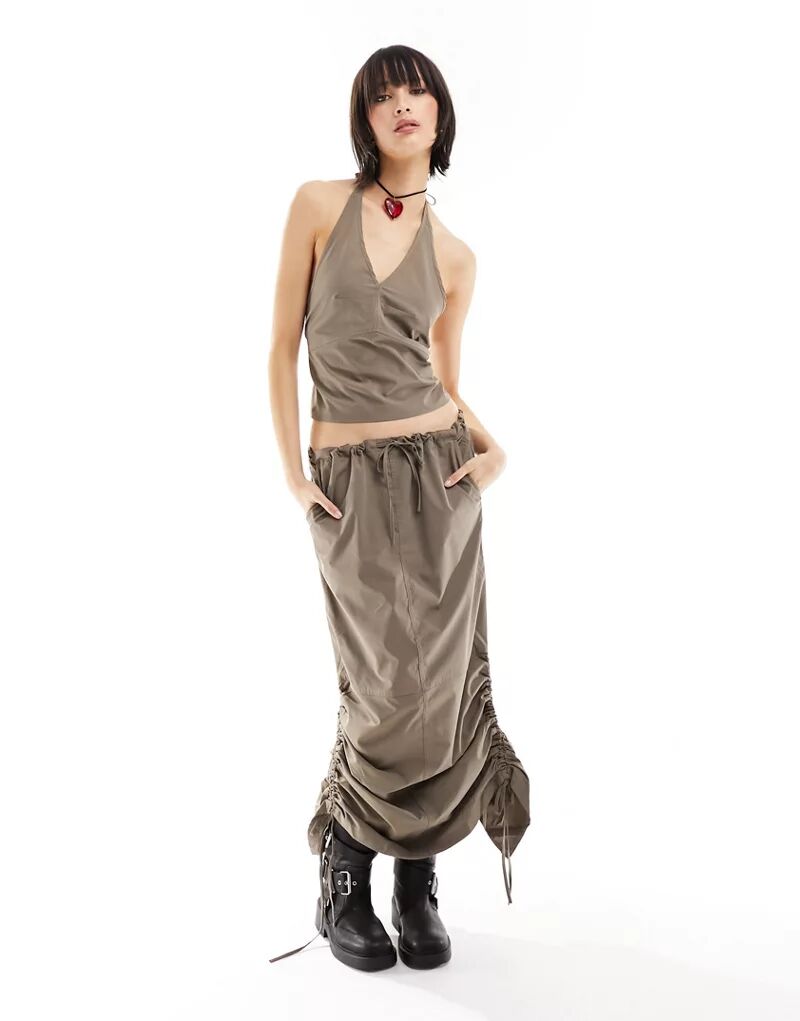 Длинная серо-коричневая юбка карго JJXX (входит в комплект)