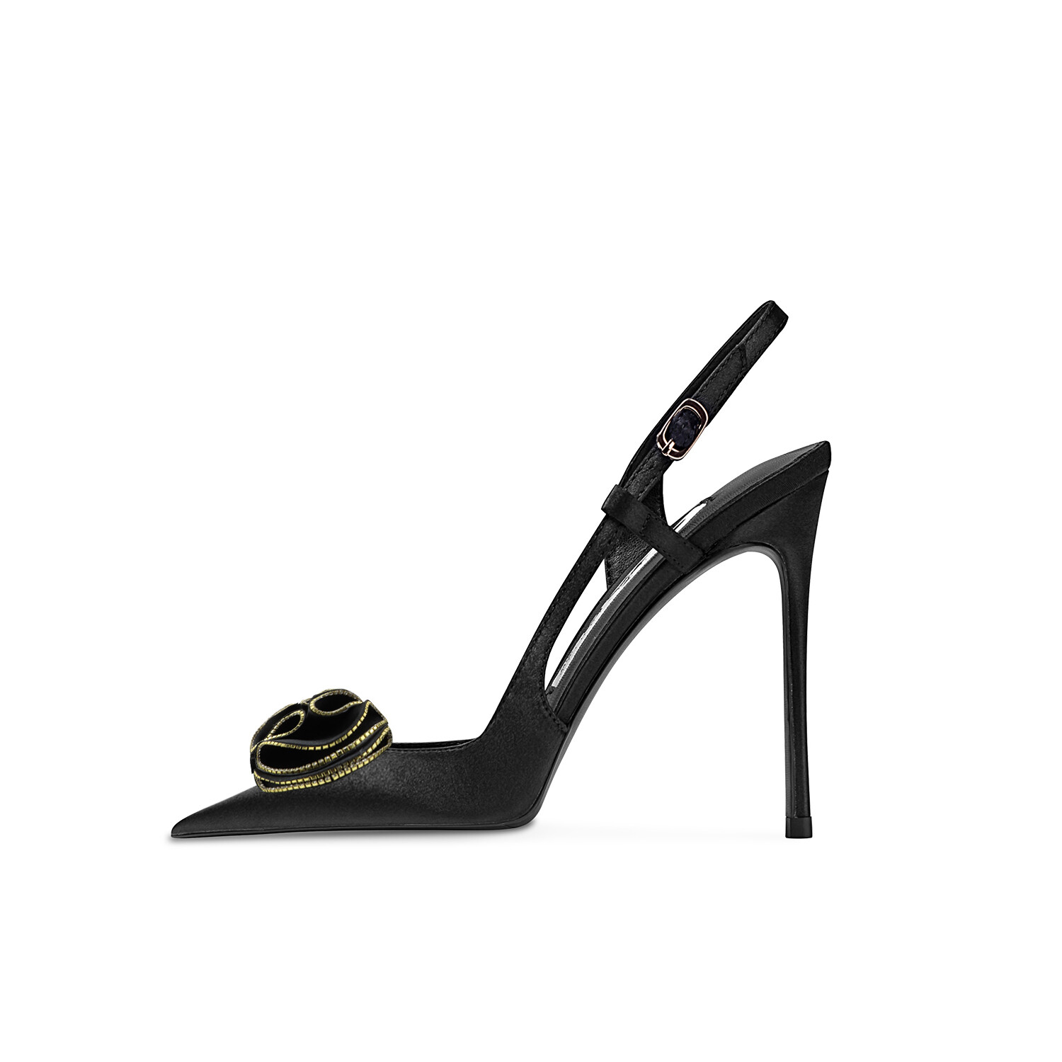 

Сандалии женские Ganxiaojie, цвет Black with gold border flower 10cm