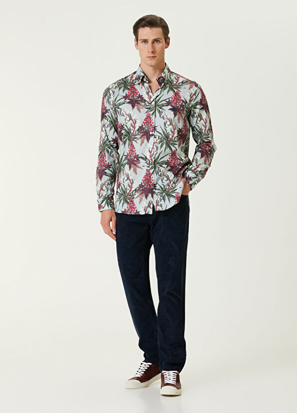 

Бархатные брюки с этническим рисунком Etro, синий