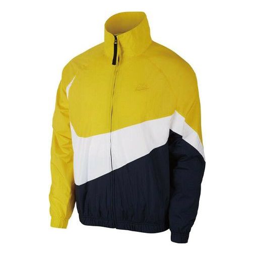 Куртка Nike Zipper Knitted Colorblock Sports Windproof Jacket Yellow, желтый цена и фото