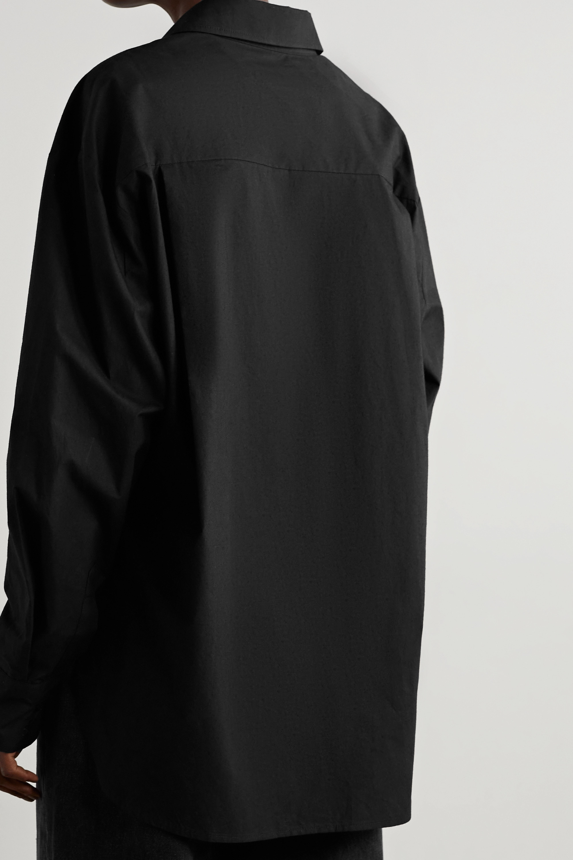FRANKIE SHOP рубашка Lui из органического хлопка и поплина, черный фото