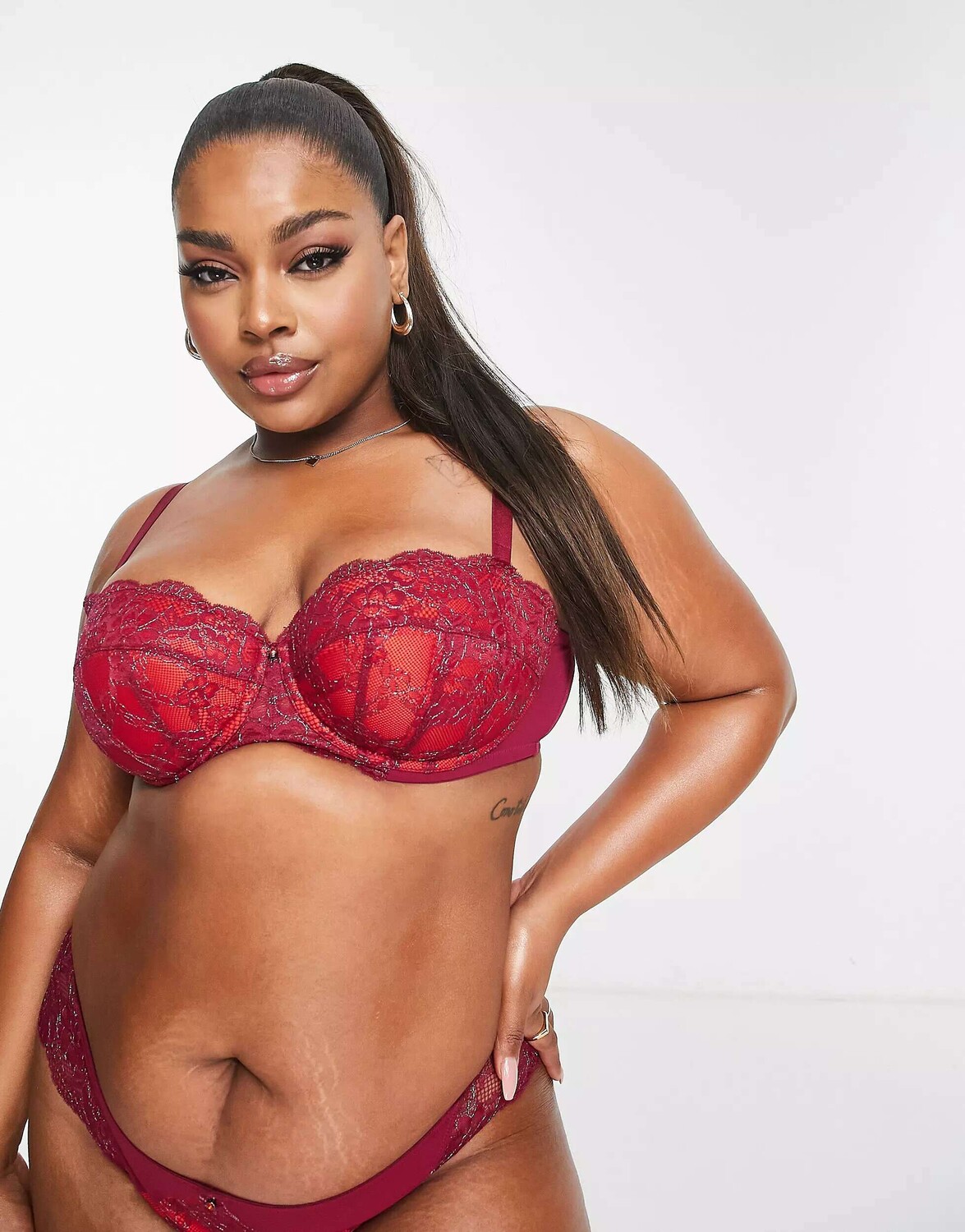 

Бюстгальтер-балконет Ann Summers Curve Sexy Lace Planet с металлизированной нитью бордово-красного цвета