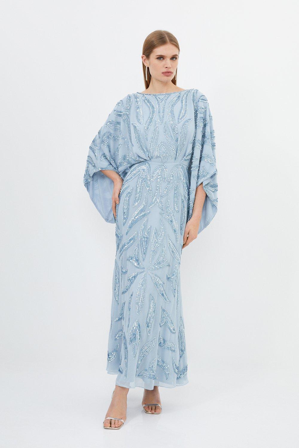 цена Украшенное тканое платье макси Karen Millen, синий