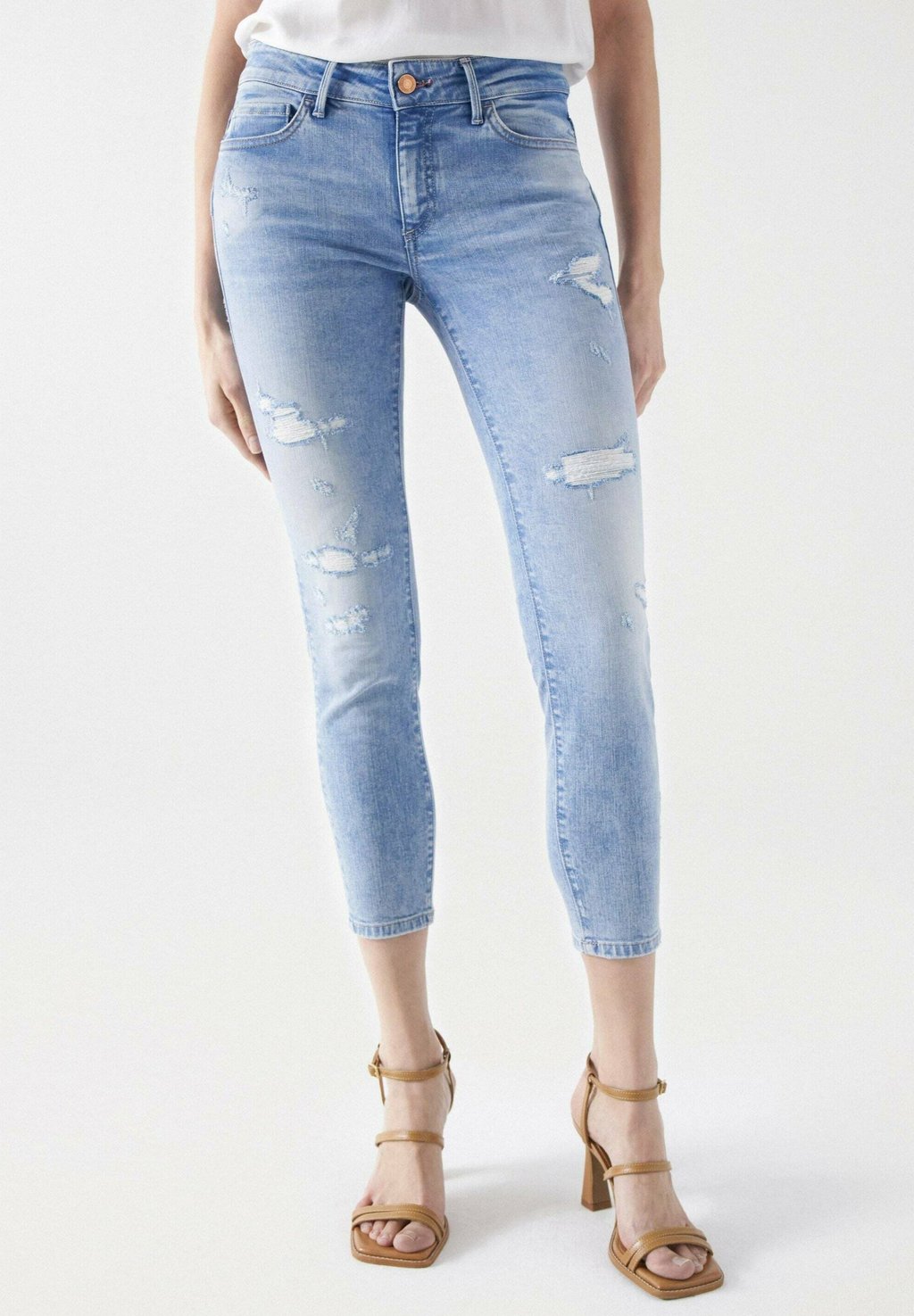 trendyol male slim cropped jeans tmnss21je0224 Джинсы приталенного кроя PUSH UP CROPPED SLIM Salsa Jeans, синий