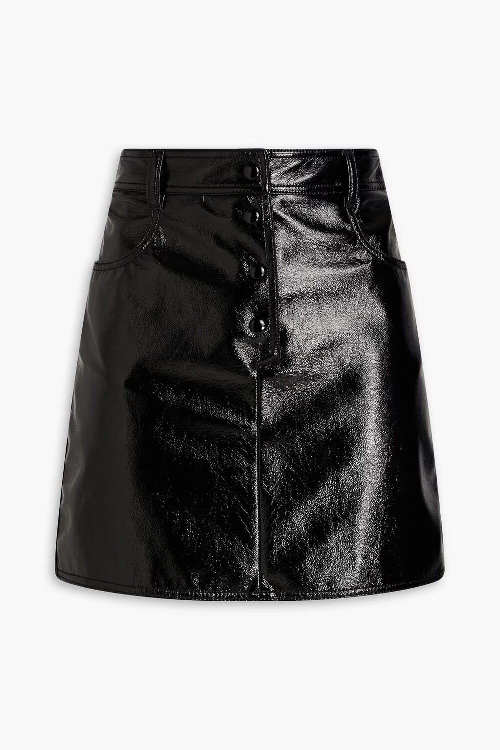 

Мини-юбка из жатой искусственной лакированной кожи Msgm, черный