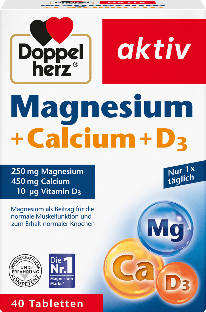 Таблетки Магний + Кальций + Витамин D3 40 штук по 79,2 г Doppelherz