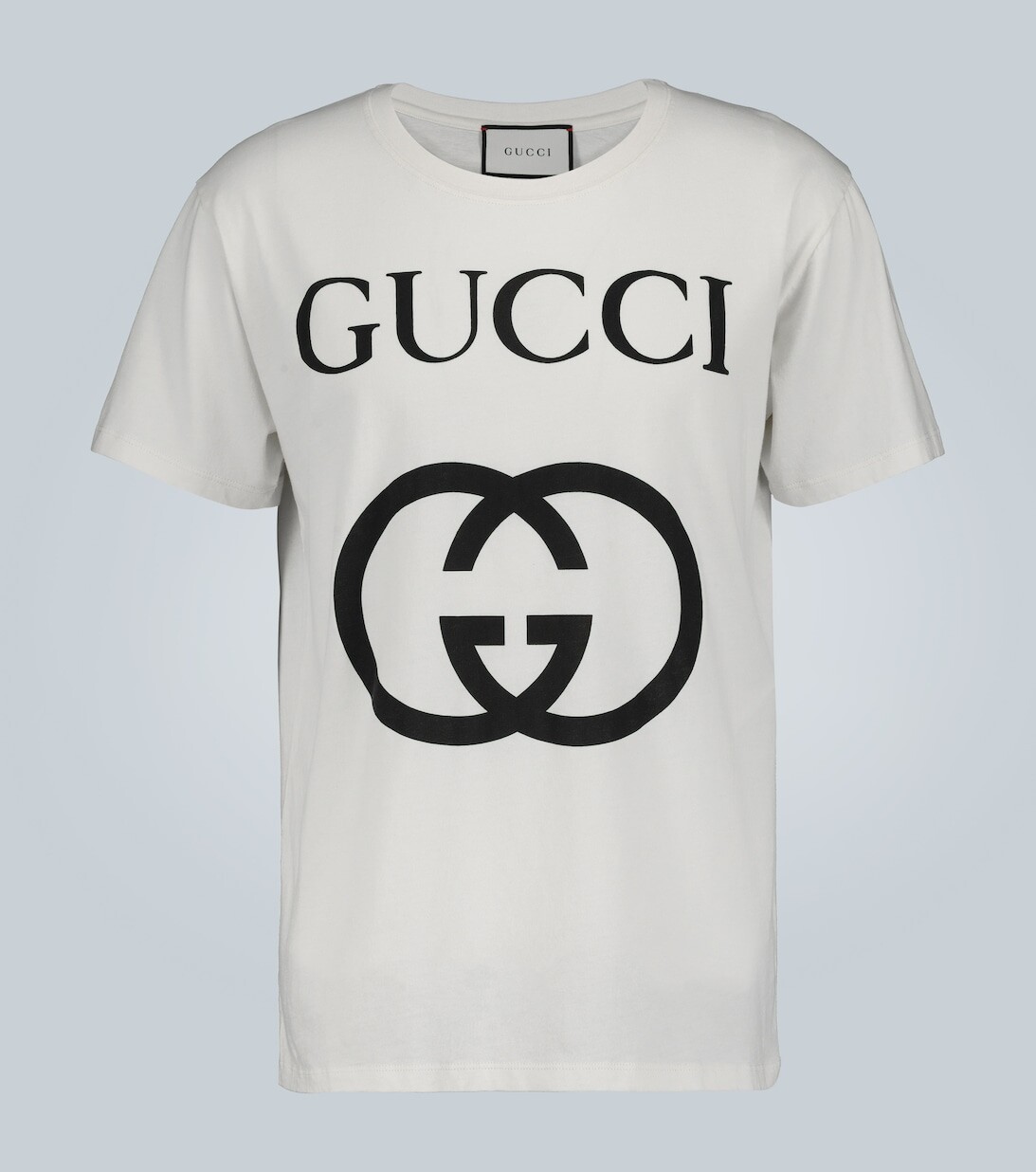 

Хлопковая футболка оверсайз с узором GG Gucci, белый