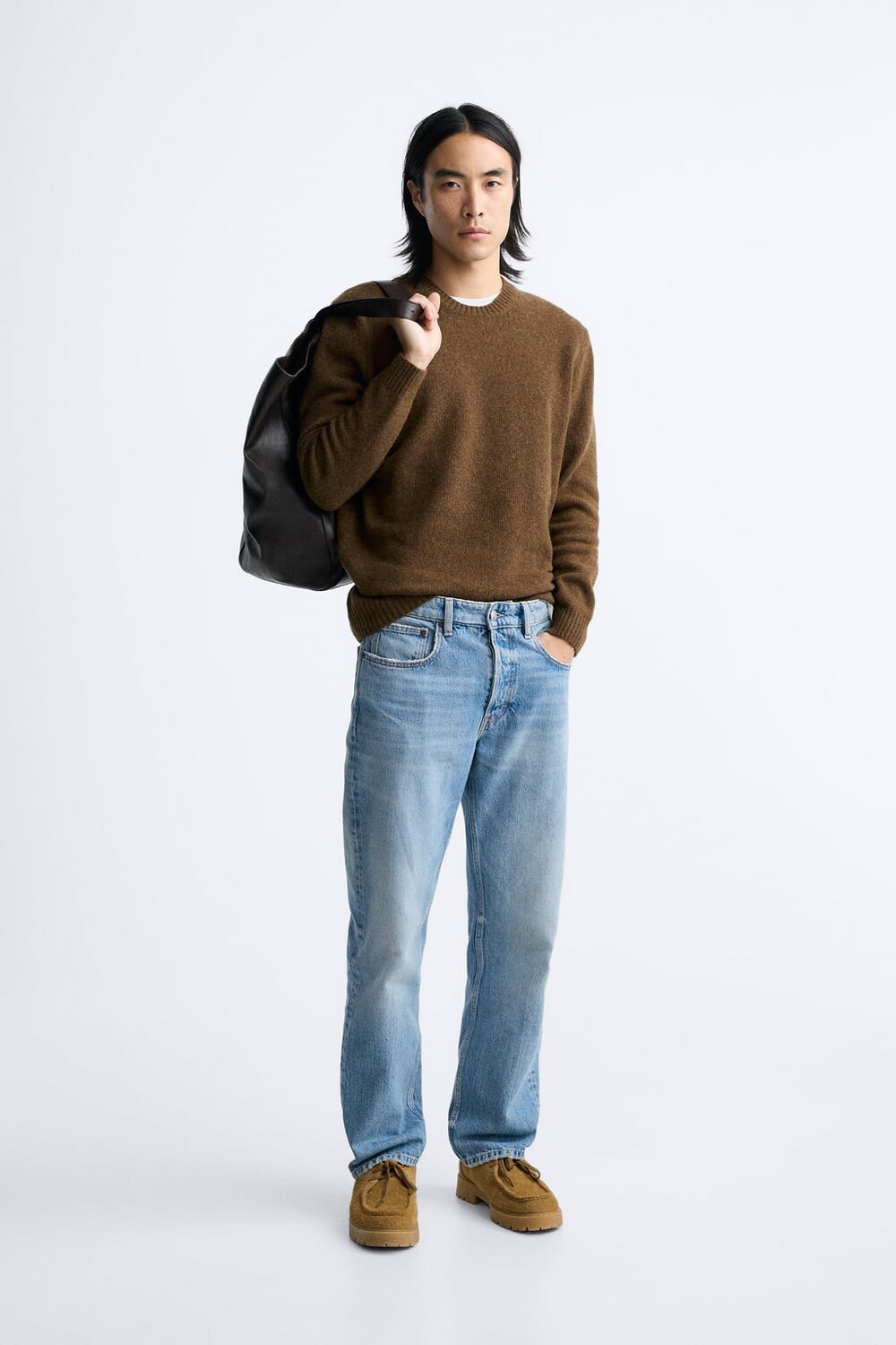 

Свитер из смесовой шерсти ZARA, коричневый