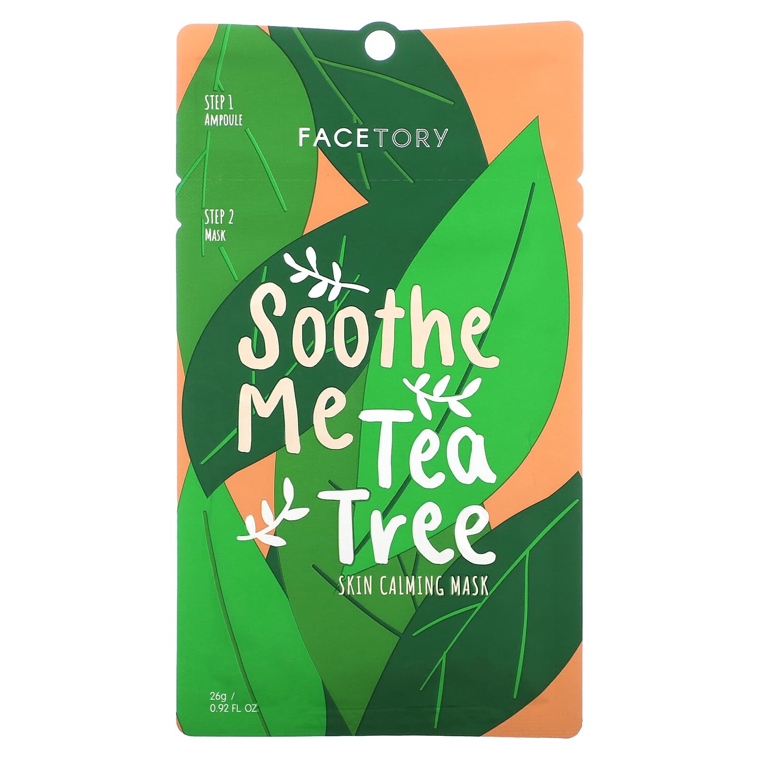 

Soothe Me Tea Tree, 2-этапная успокаивающая маска для кожи, 1 набор, 26 г (0,92 жидк. Унции), FaceTory