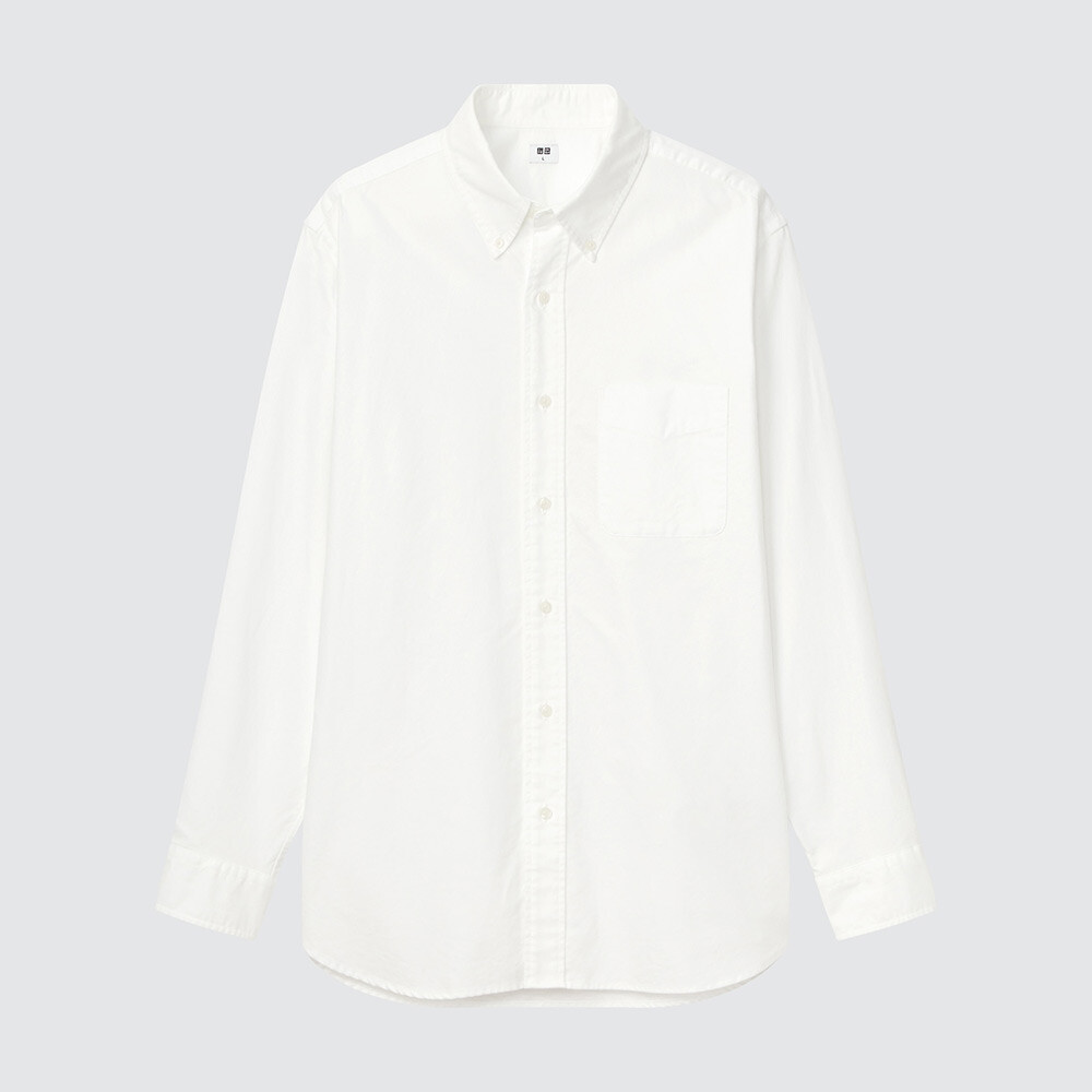 

Мужская и женская рубашка-оксфорд Uniqlo, деловая повседневная рубашка с длинными рукавами