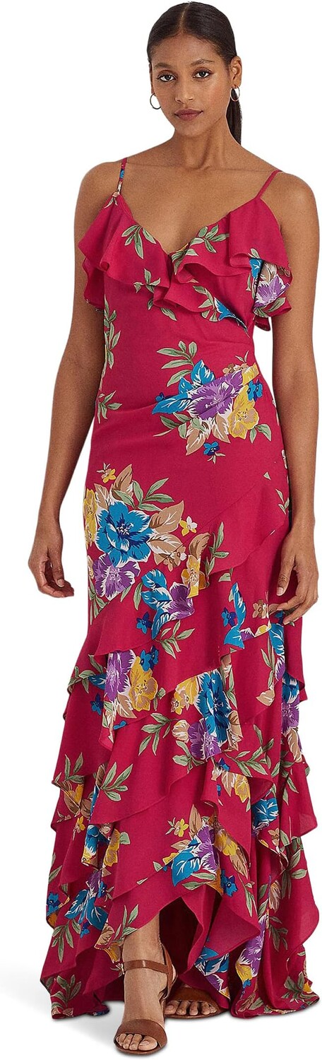 

Многоярусное платье из жоржетта с цветочным принтом LAUREN Ralph Lauren, цвет Pink Multi