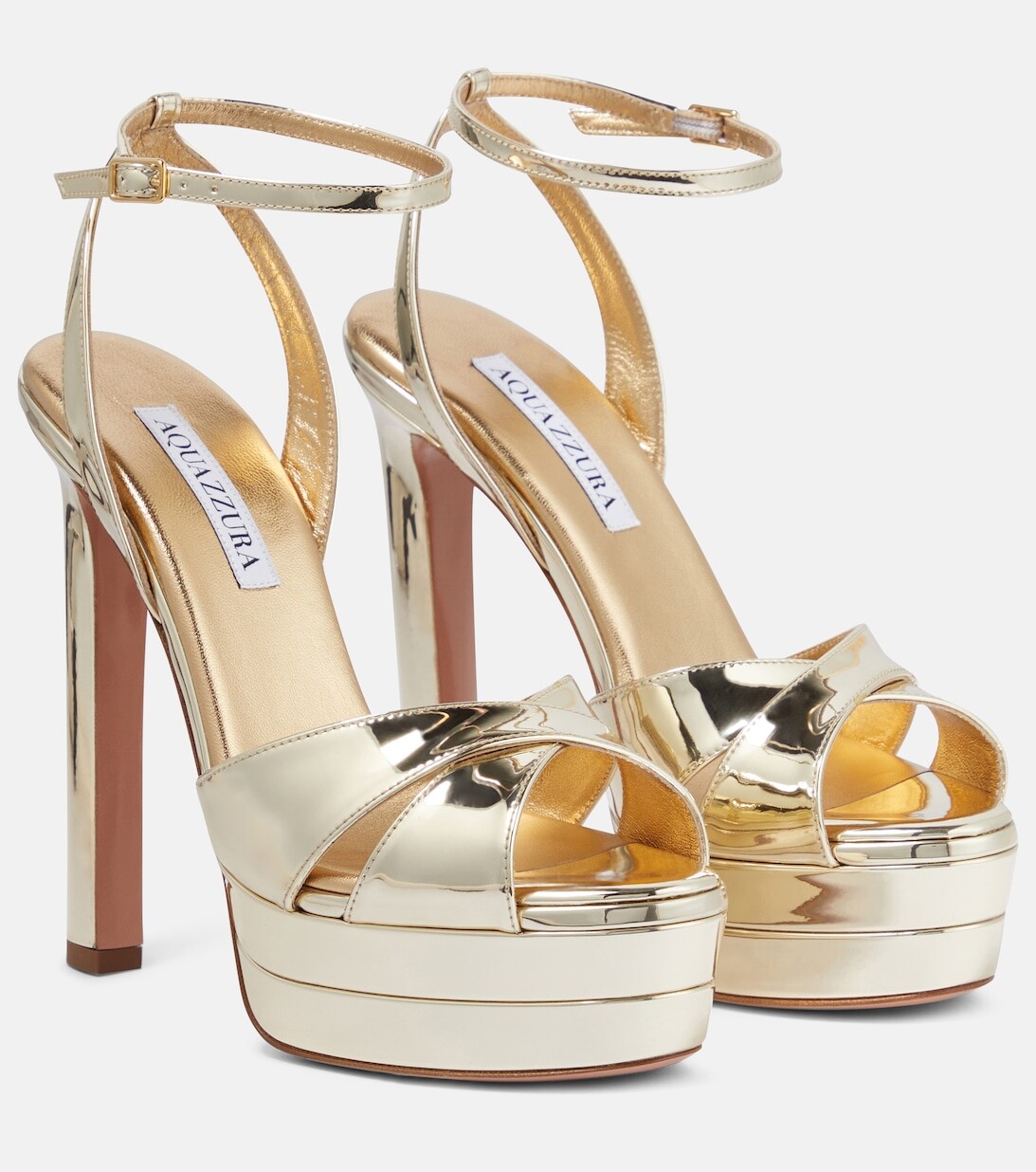 

Босоножки Divine 130 на металлизированной платформе Aquazzura, золотой
