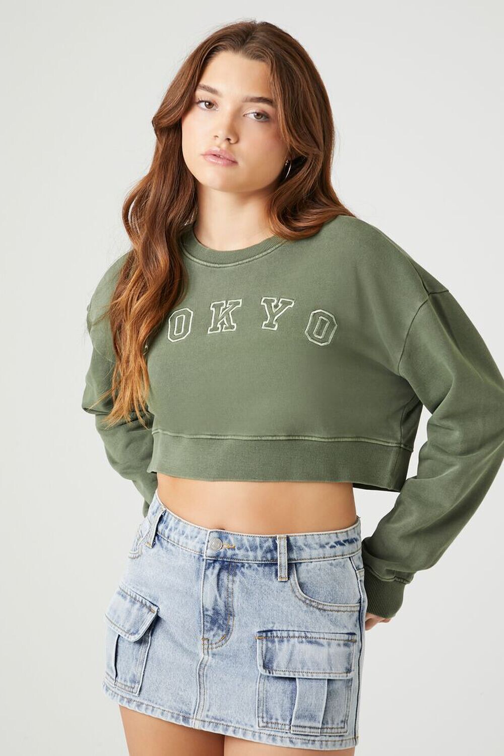 

Пуловер из френч-терри Токио Forever 21, кипарис