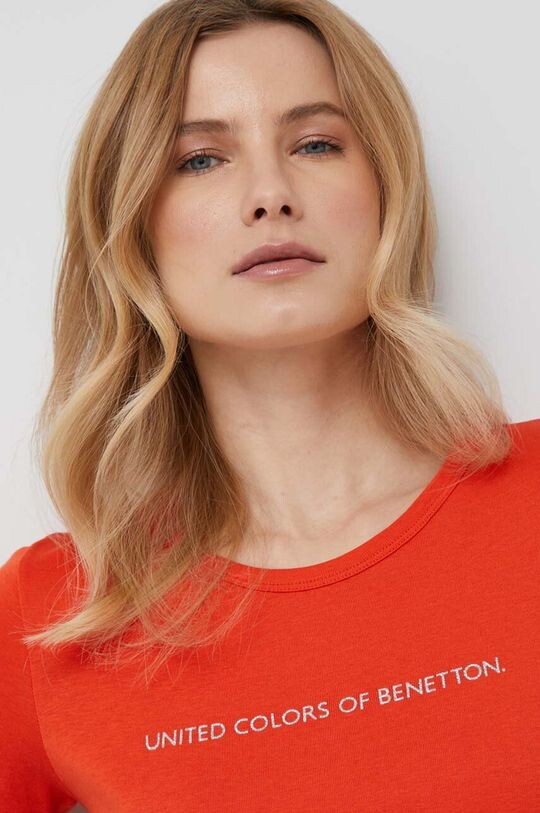 

Хлопковая футболка United Colors of Benetton, оранжевый