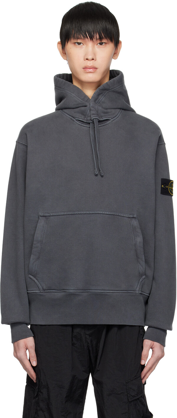 

Серый худи, окрашенный в готовую одежду Stone Island