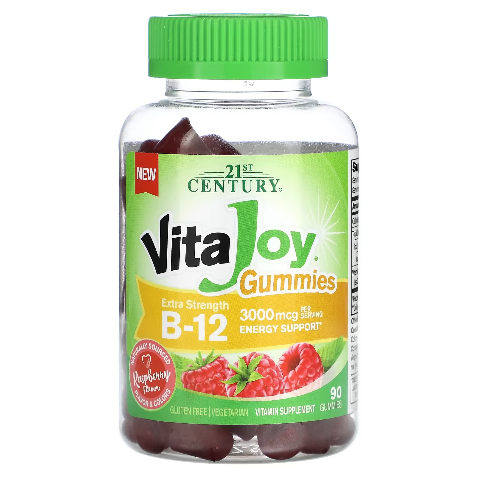 Витаминная добавка 21st Century VitaJoy Gummies B-12 Extra Strength малина, 90 жевательных конфет 21st century мультивитамины в виде зверей zoo friends plus extra c 60 жевательных конфет