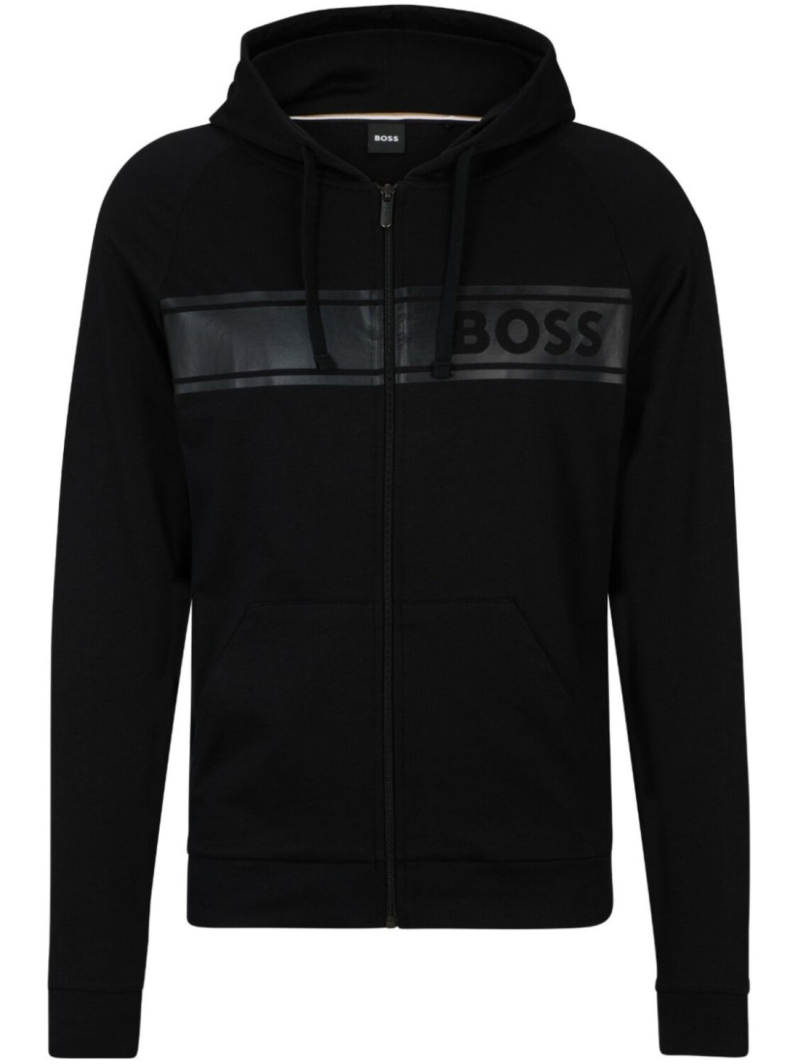 

BOSS худи на молнии с логотипом, черный