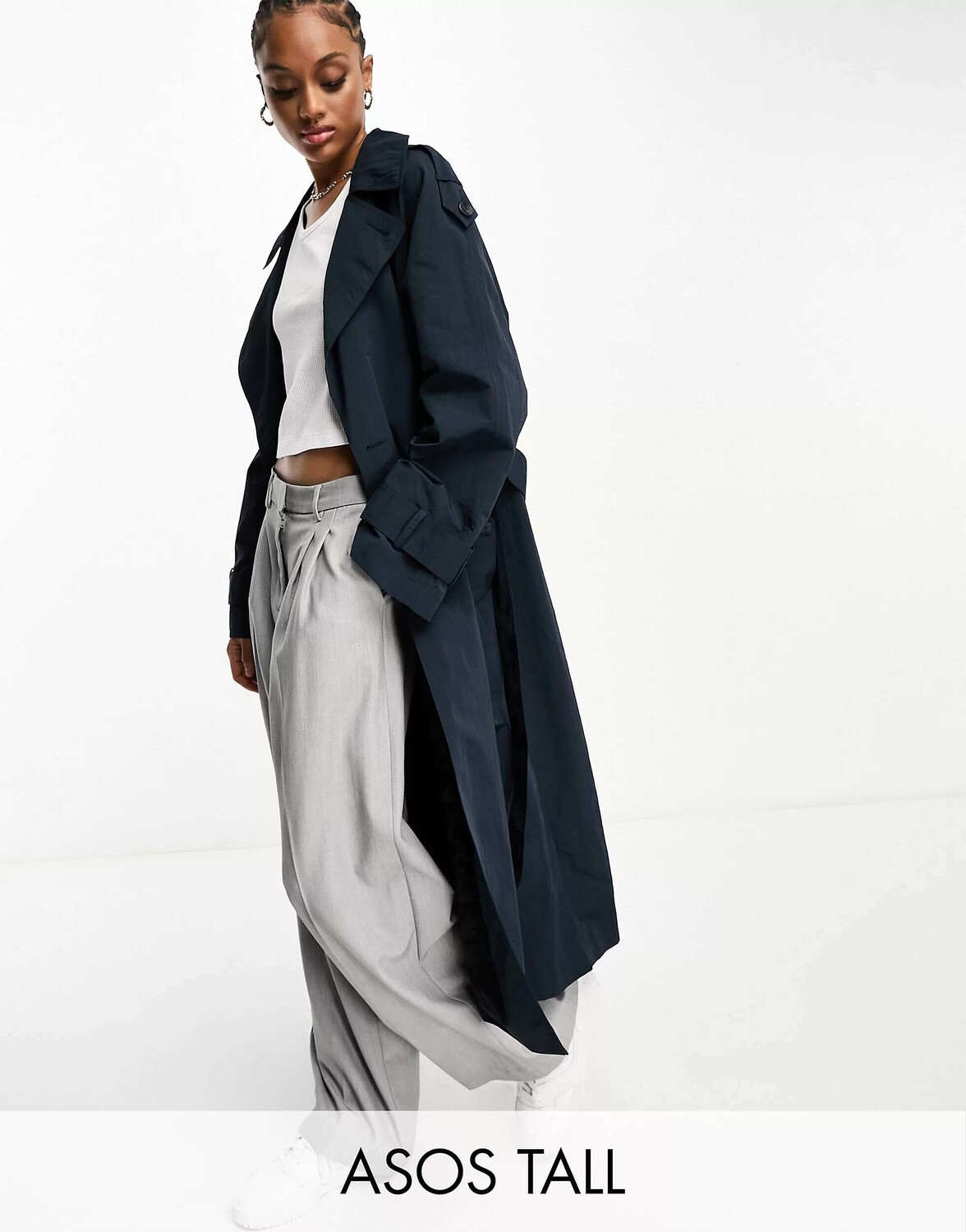

Темно-синий тренч ASOS DESIGN Tall
