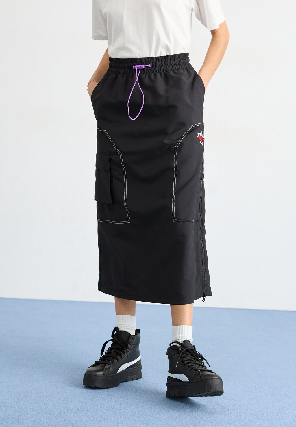 Юбка А-силуэта GIRL MIDI SKIRT Puma, черный